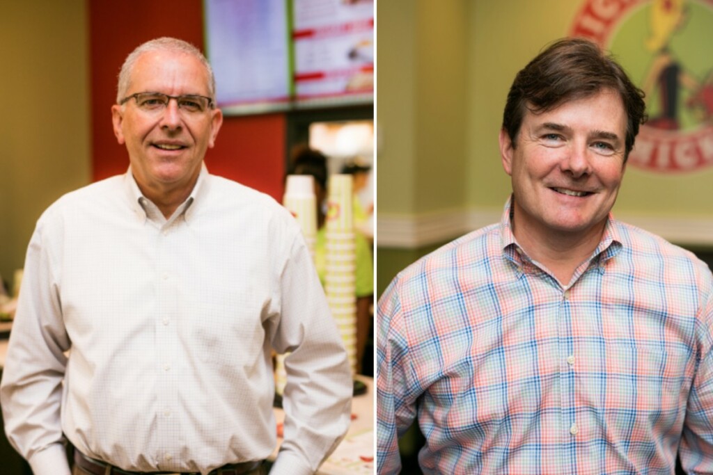 Terry McKee (left) and Tom Carr were recently promoted to the C-suite of Chicken Salad Chick.