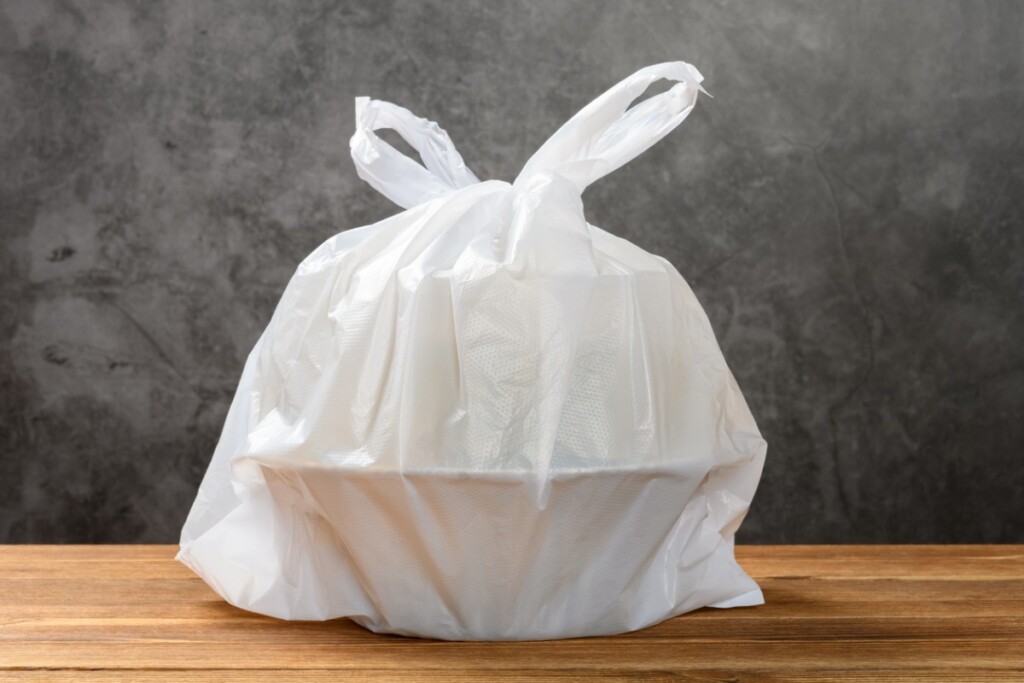 Plastic restaurant takeout bag