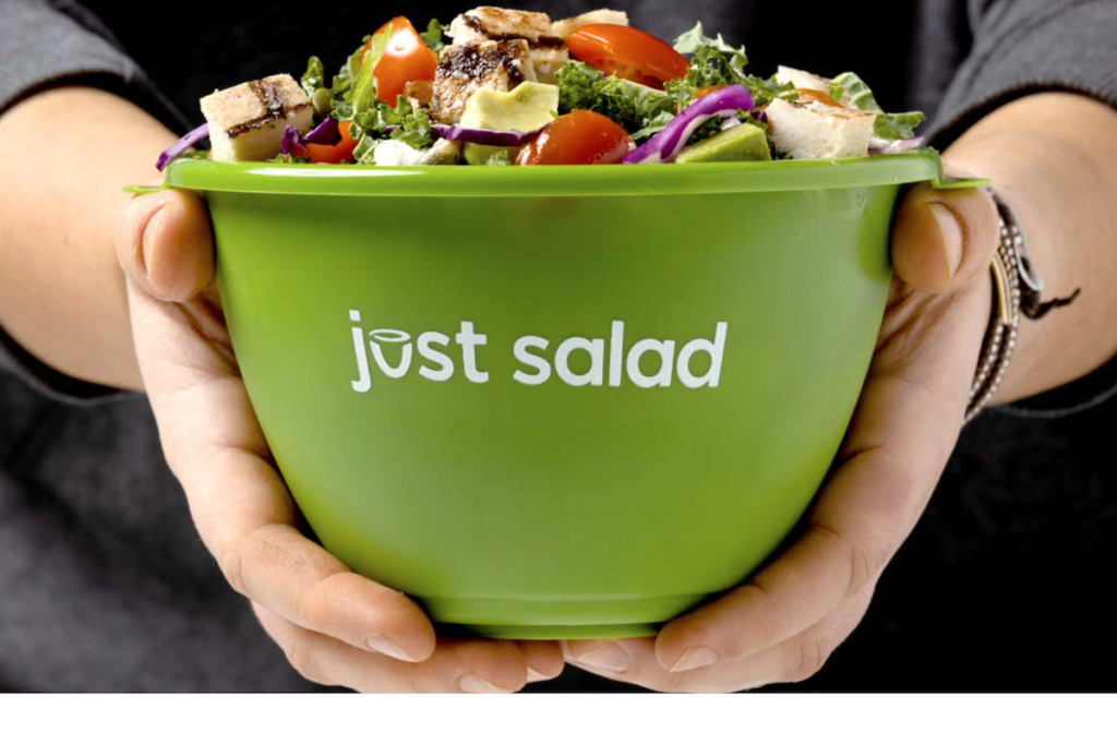 Just Salad has publicly committed to various sustainability efforts in 2021 and beyond, including an expansion of its reusable bowl program. Photo Courtesy of Just Salad